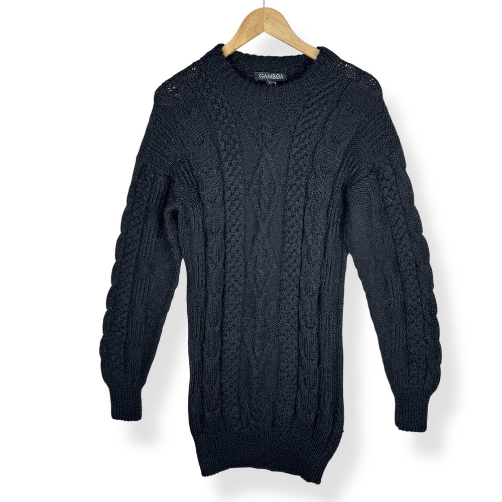 Gamboa‎ Alpaca Wool Sweater Dress Womens Size XL Chunky Cable Knit Made in Peru